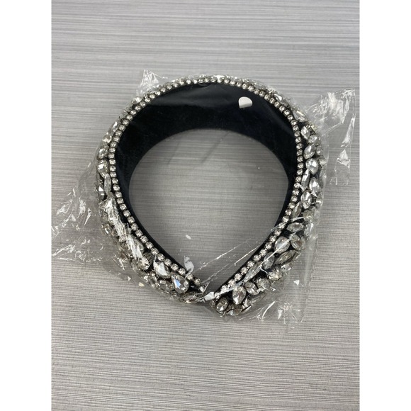 Rhinestone‎ Beaded Felt Padded Headband–Wide Sparkly Hair Accessory for Women - Picture 3 of 4